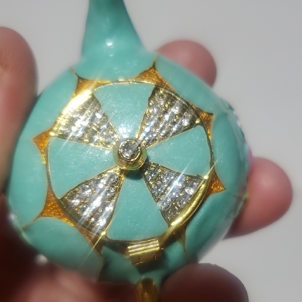 Floral Teal Miniature Teapot Trinket Box - Picture 8 of 12